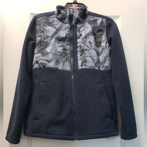 The North Face Black and Gray Patterned Fleece Jacket